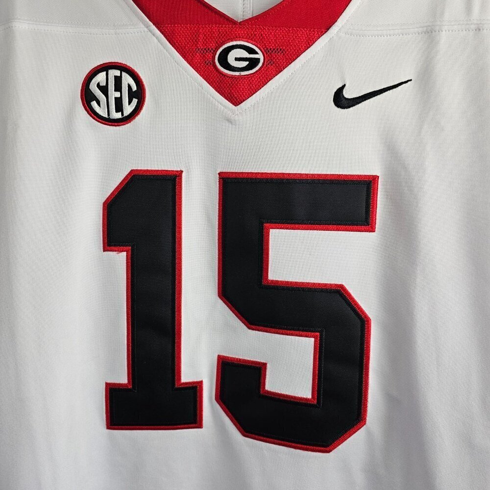 Stitched #15 Carson Beck Georgia Bulldogs College Nike White Football Jersey New - Picture 4 of 14